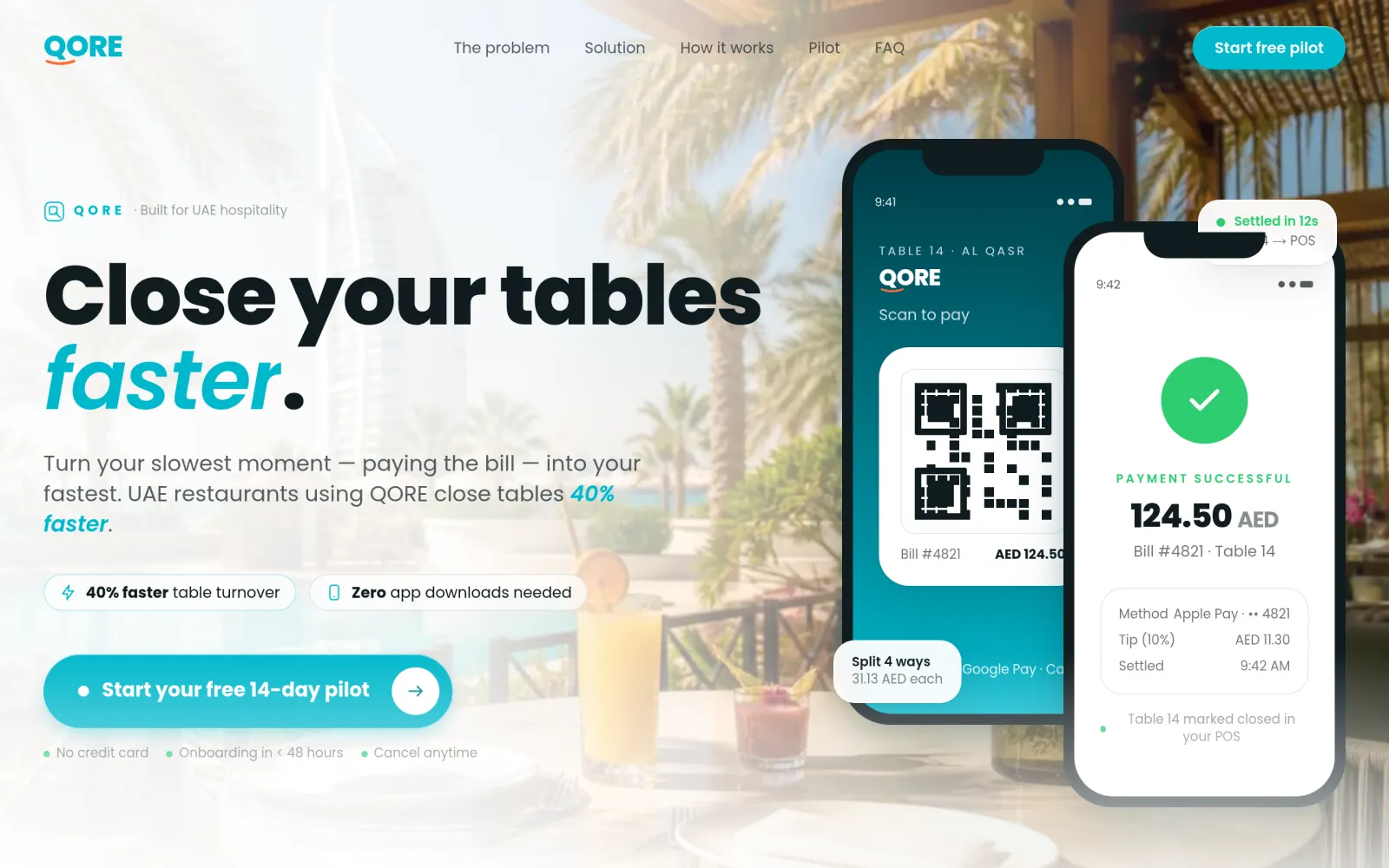 QORE - QR-code table payments for UAE restaurants